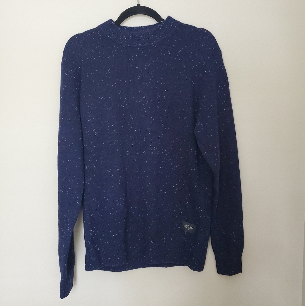 Scotch & Soda Navy Mock-Neck Donegal Wool-mix Sweater L NWT